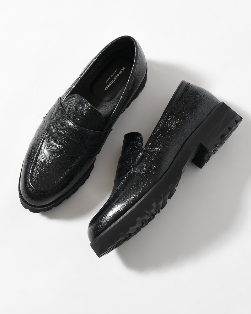 TANK SOLE PAISLEY LOAFERS -BLACK-