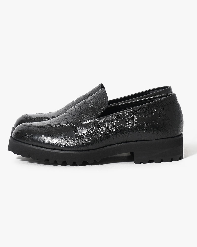 TANK SOLE PAISLEY LOAFERS -BLACK-