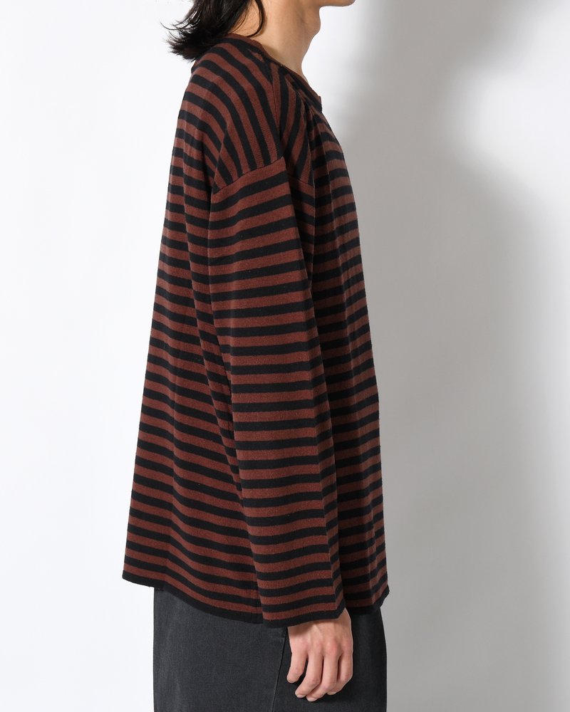 NEP SILK BORDER L/S KNIT -BLACK×BROWN-