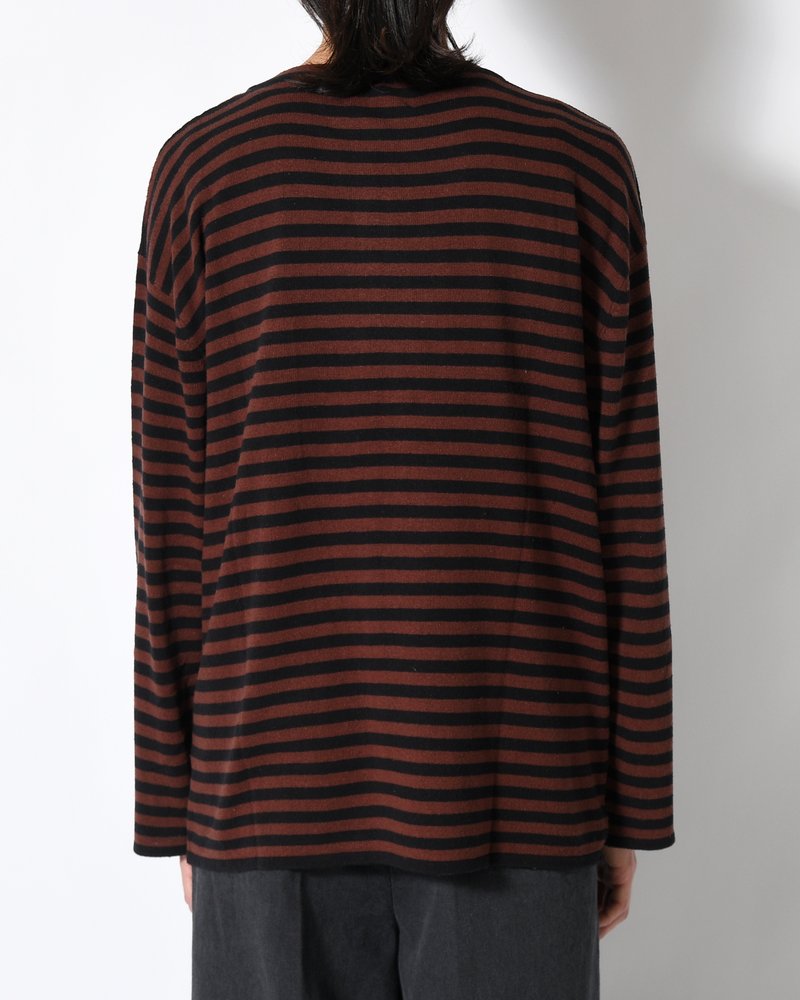 NEP SILK BORDER L/S KNIT -BLACK×BROWN-