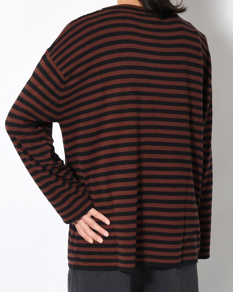 NEP SILK BORDER L/S KNIT -BLACK×BROWN-