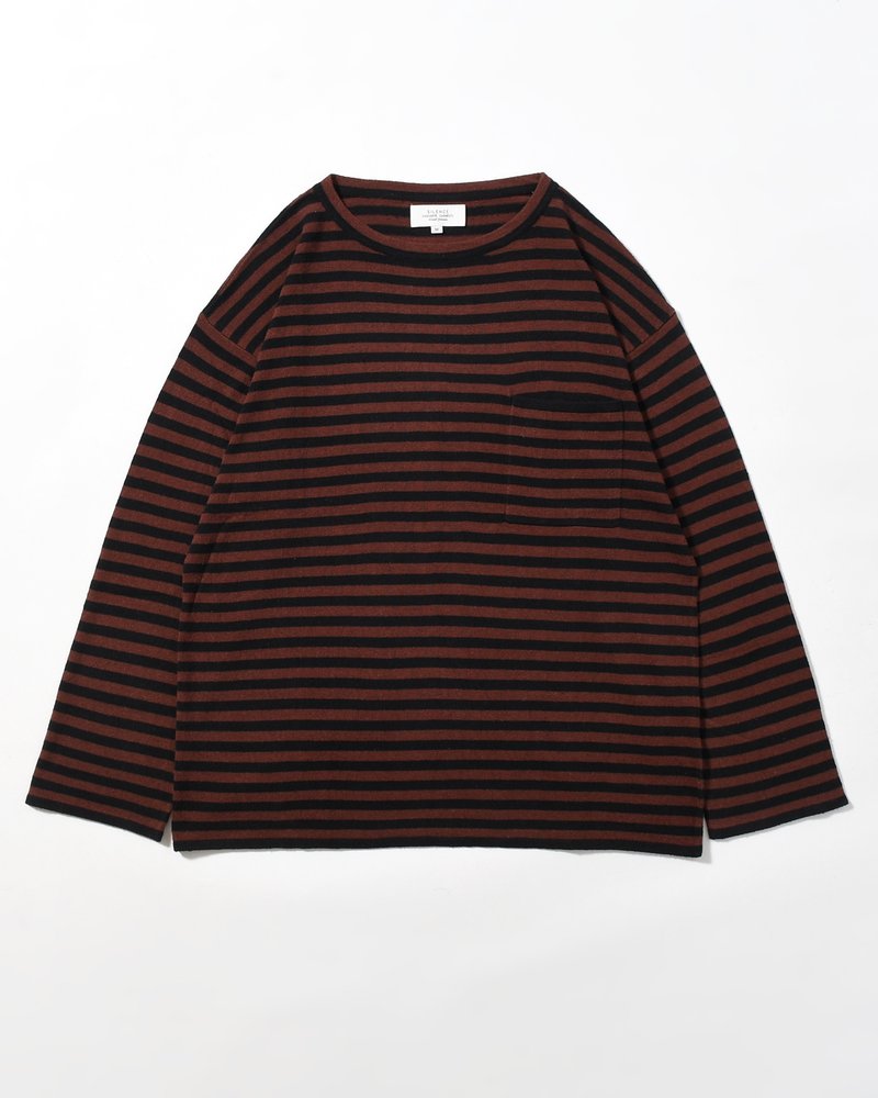NEP SILK BORDER L/S KNIT -BLACK×BROWN-