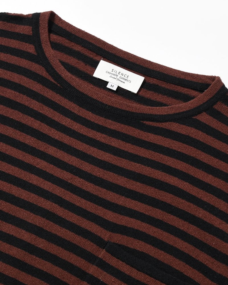 NEP SILK BORDER L/S KNIT -BLACK×BROWN-