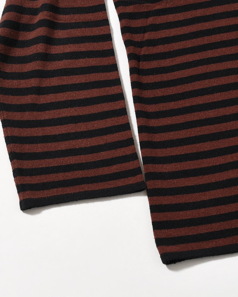 NEP SILK BORDER L/S KNIT -BLACK×BROWN-