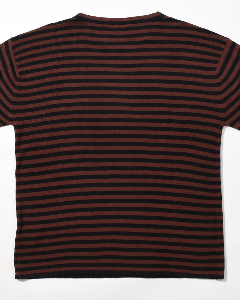 NEP SILK BORDER L/S KNIT -BLACK×BROWN-