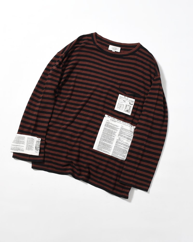 NEP SILK BORDER L/S KNIT -BLACK×BROWN-