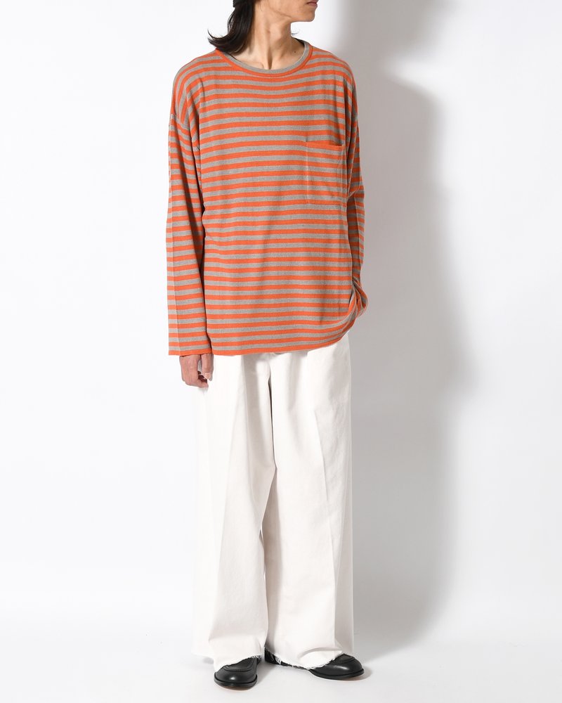 NEP SILK BORDER L/S KNIT -ORANGE×GRAY-
