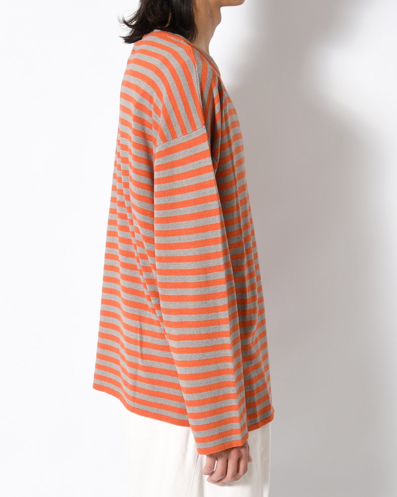 NEP SILK BORDER L/S KNIT -ORANGE×GRAY-