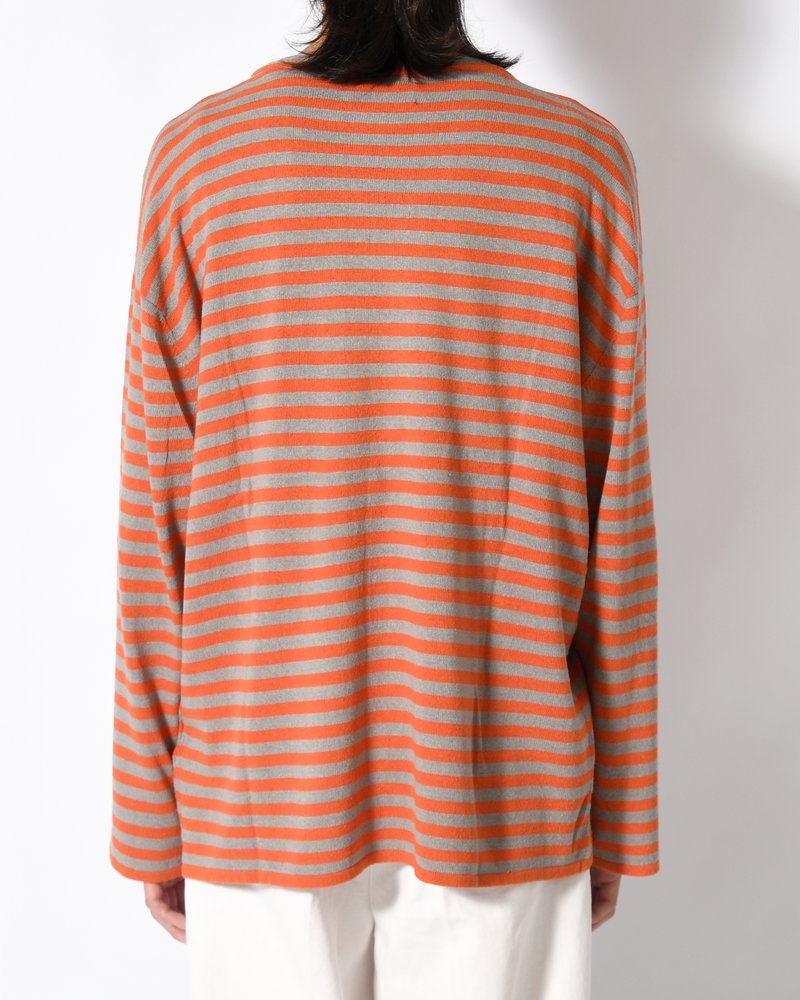 NEP SILK BORDER L/S KNIT -ORANGE×GRAY-