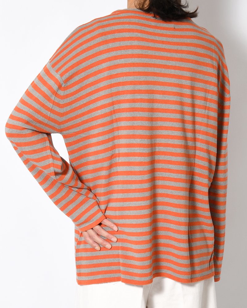 NEP SILK BORDER L/S KNIT -ORANGE×GRAY-