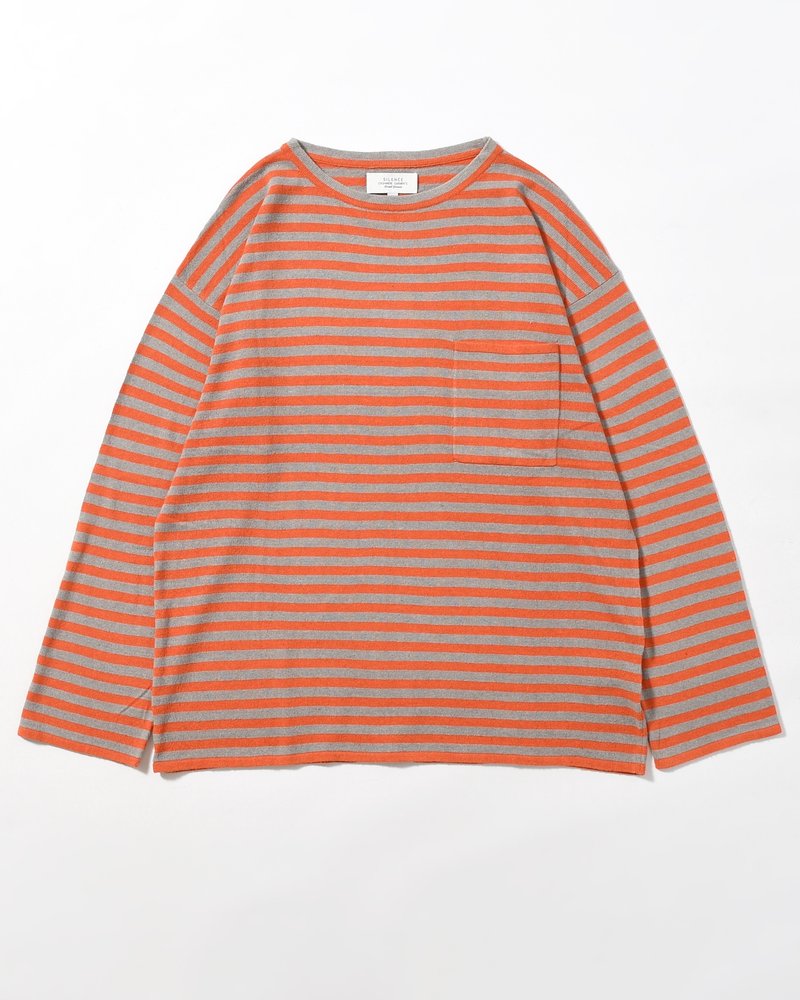 NEP SILK BORDER L/S KNIT -ORANGE×GRAY-