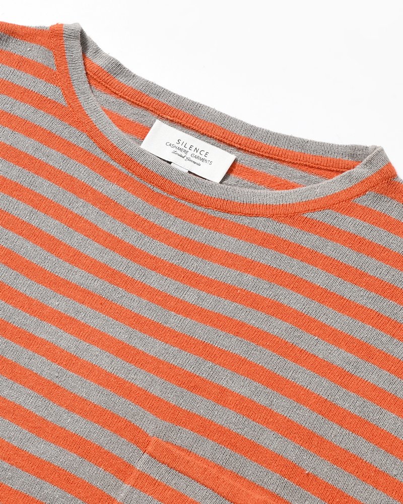 NEP SILK BORDER L/S KNIT -ORANGE×GRAY-