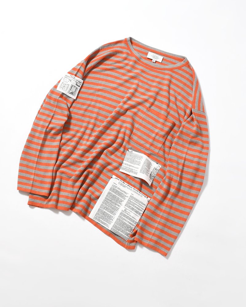 NEP SILK BORDER L/S KNIT -ORANGE×GRAY-