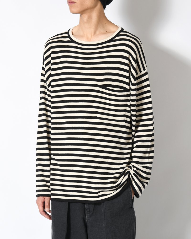 NEP SILK BORDER L/S KNIT -BLACK×WHITE-