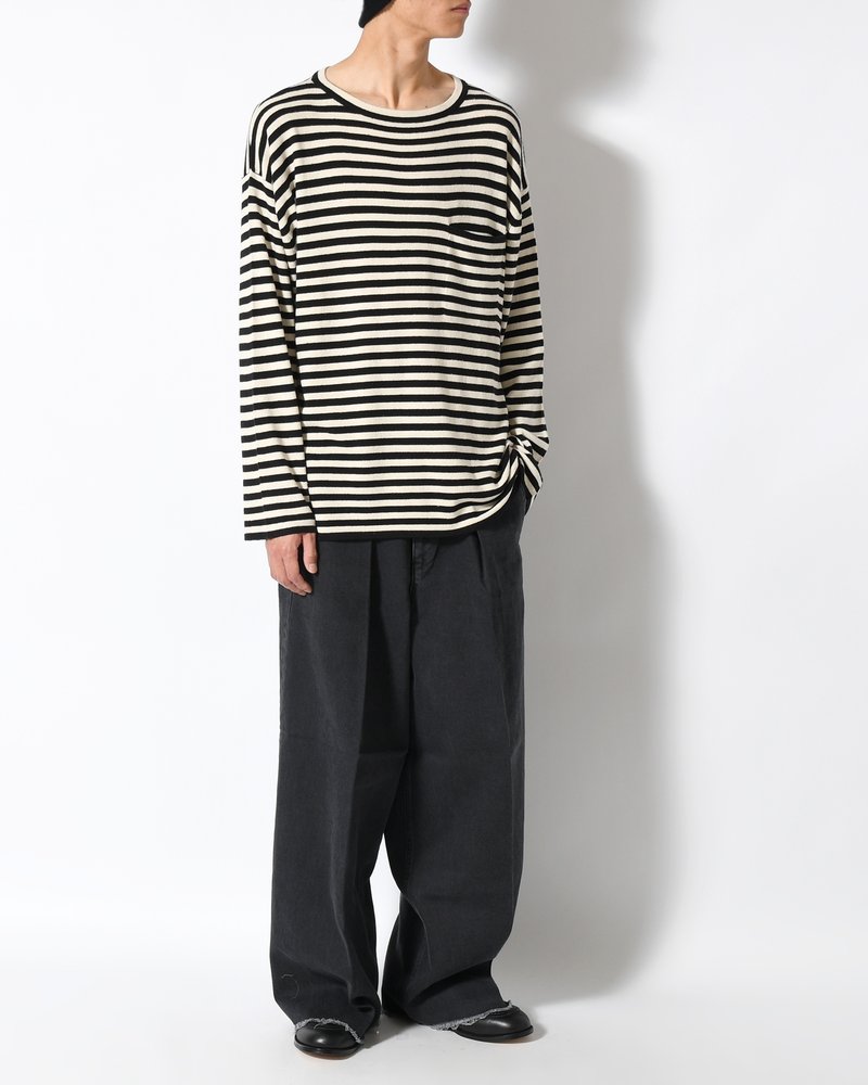 NEP SILK BORDER L/S KNIT -BLACK×WHITE-