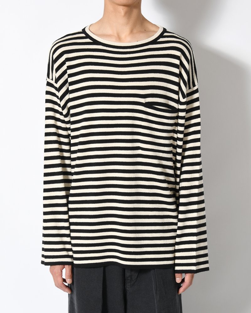 NEP SILK BORDER L/S KNIT -BLACK×WHITE-