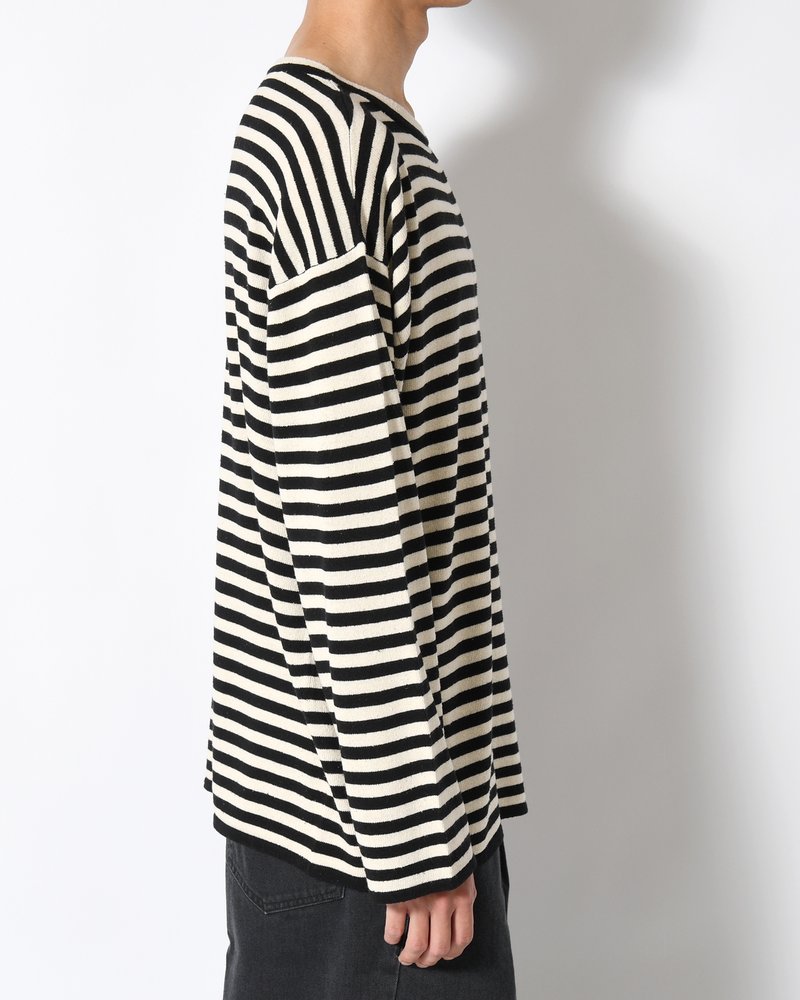 NEP SILK BORDER L/S KNIT -BLACK×WHITE-