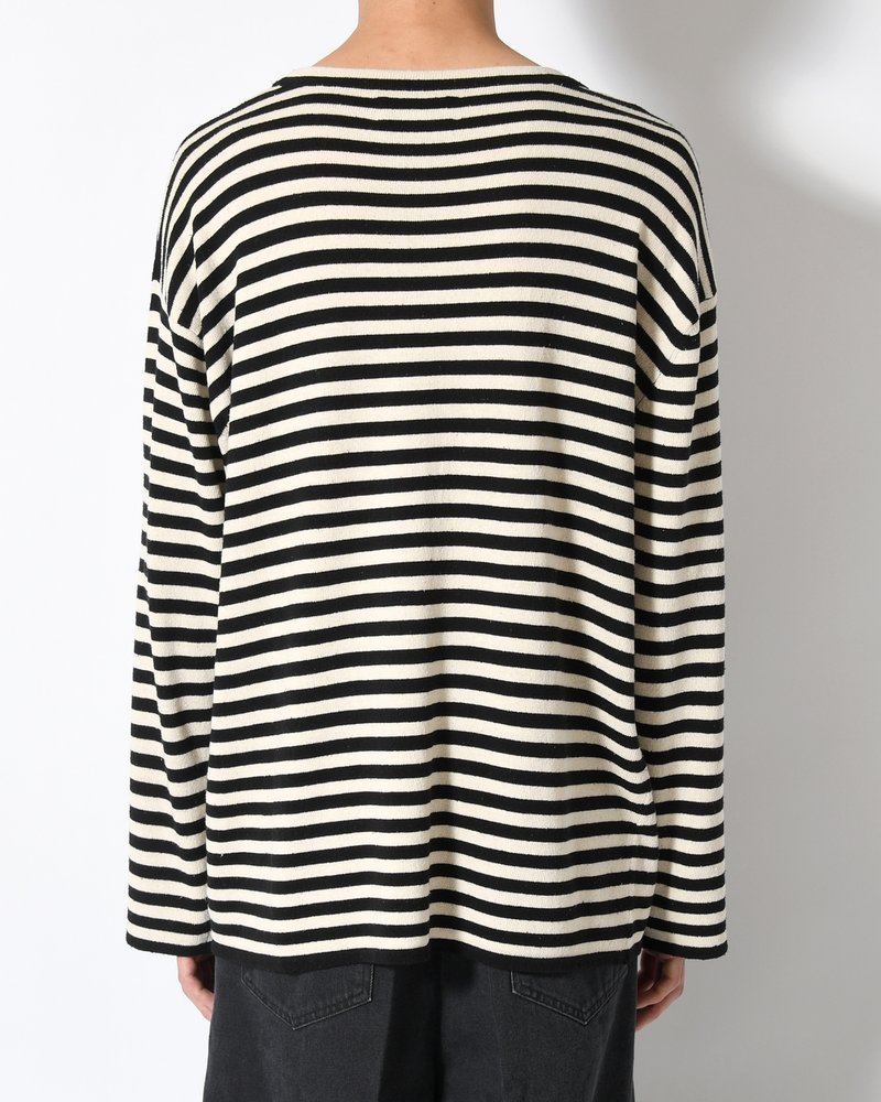NEP SILK BORDER L/S KNIT -BLACK×WHITE-