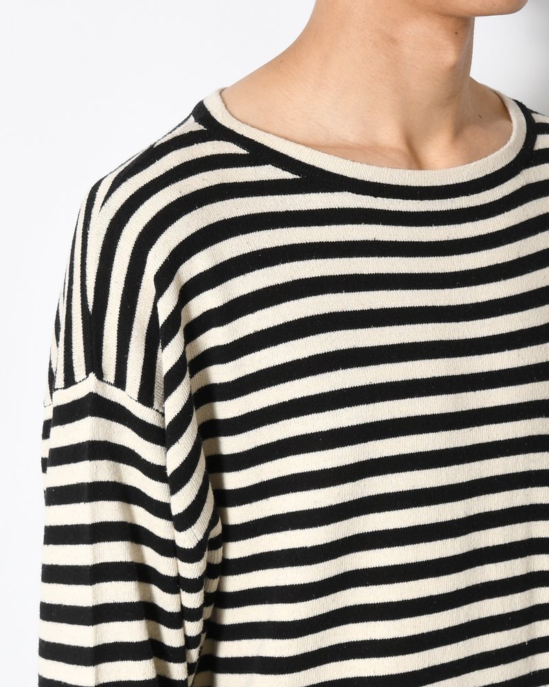 NEP SILK BORDER L/S KNIT -BLACK×WHITE-