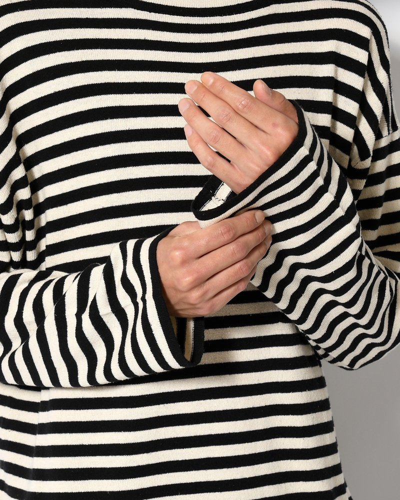 NEP SILK BORDER L/S KNIT -BLACK×WHITE-