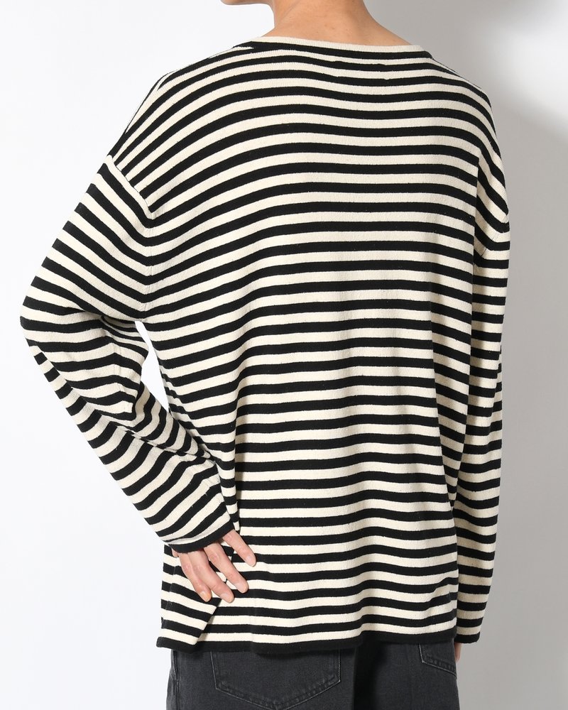 NEP SILK BORDER L/S KNIT -BLACK×WHITE-