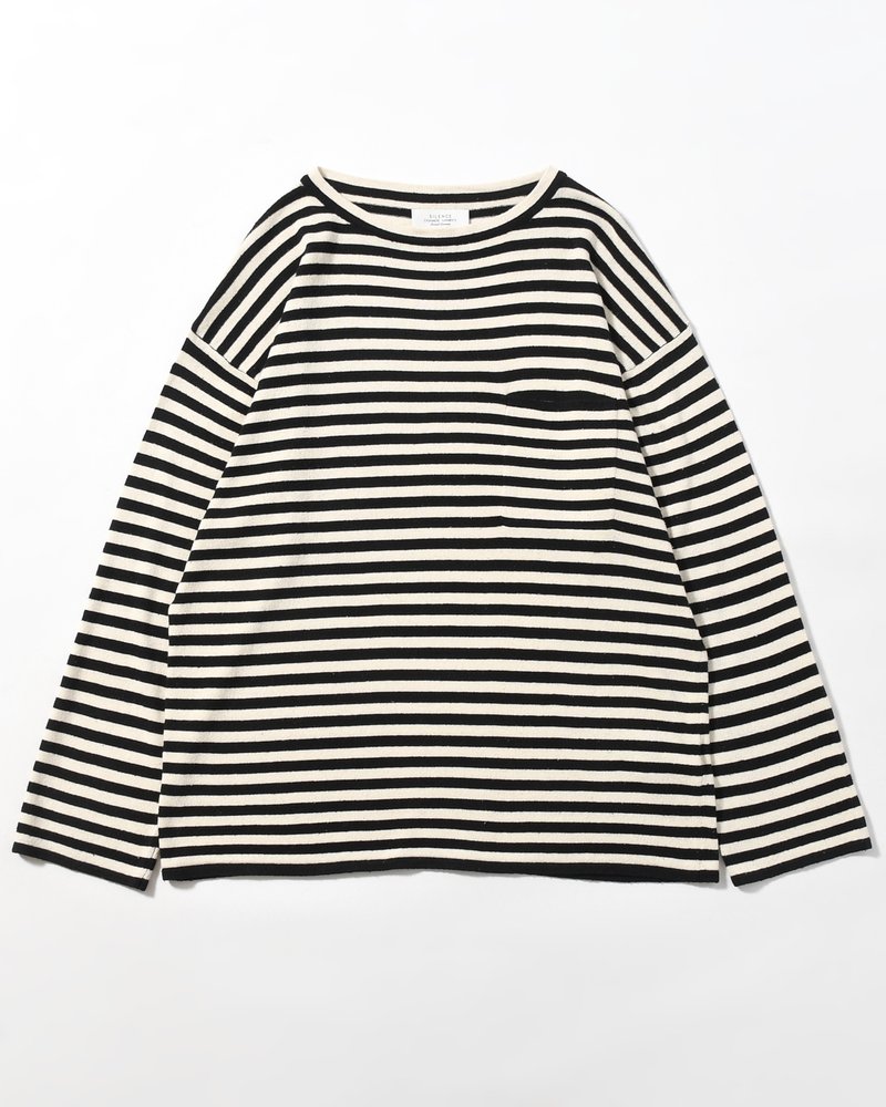 NEP SILK BORDER L/S KNIT -BLACK×WHITE-
