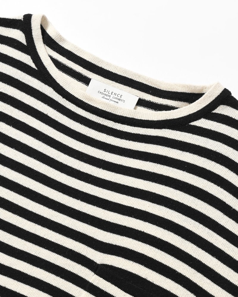 NEP SILK BORDER L/S KNIT -BLACK×WHITE-