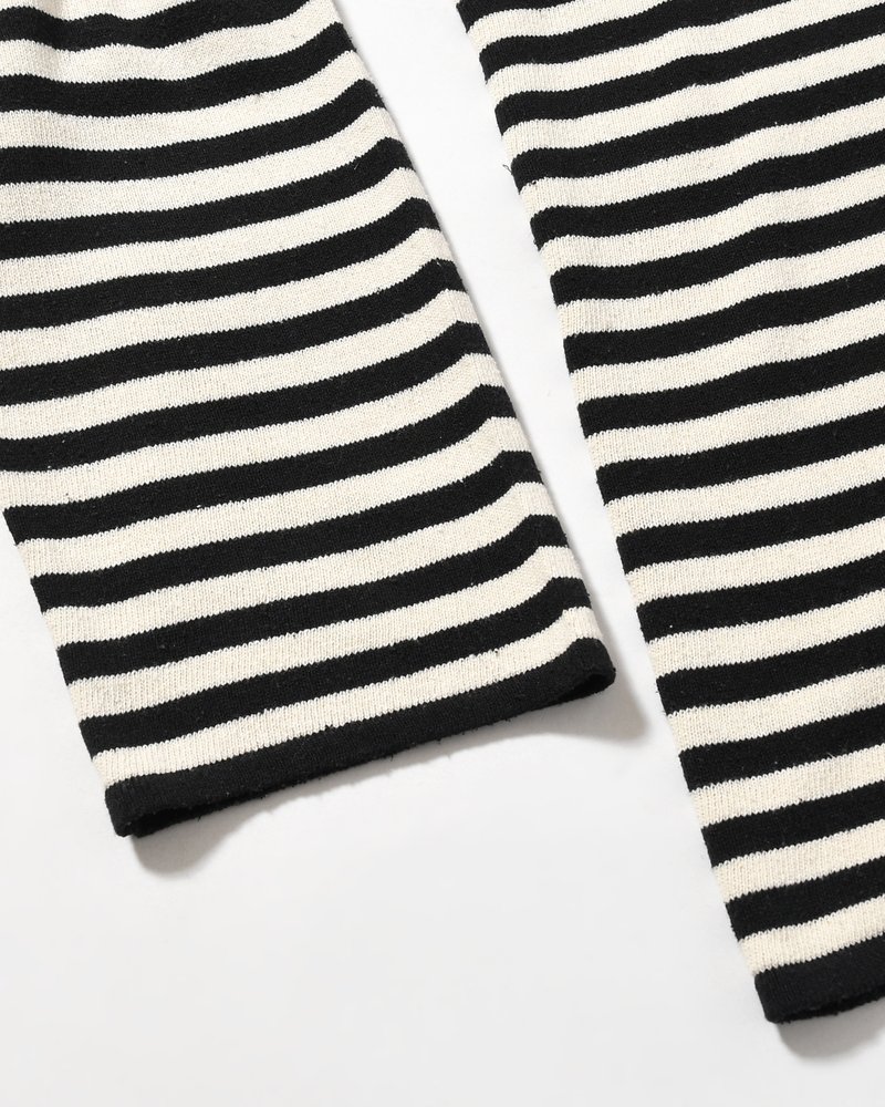 NEP SILK BORDER L/S KNIT -BLACK×WHITE-