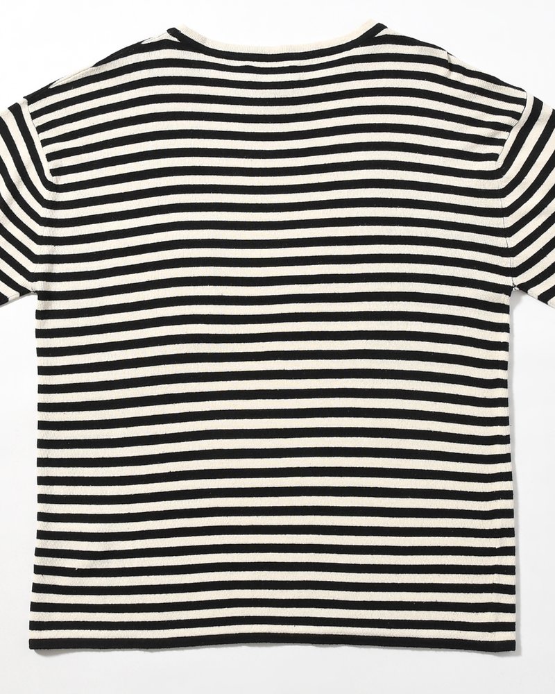 NEP SILK BORDER L/S KNIT -BLACK×WHITE-