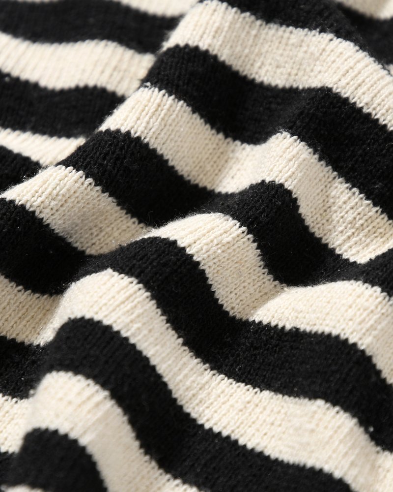 NEP SILK BORDER L/S KNIT -BLACK×WHITE-