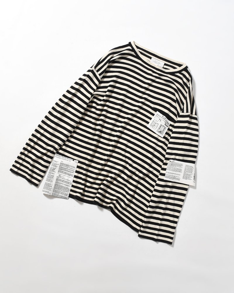 NEP SILK BORDER L/S KNIT -BLACK×WHITE-