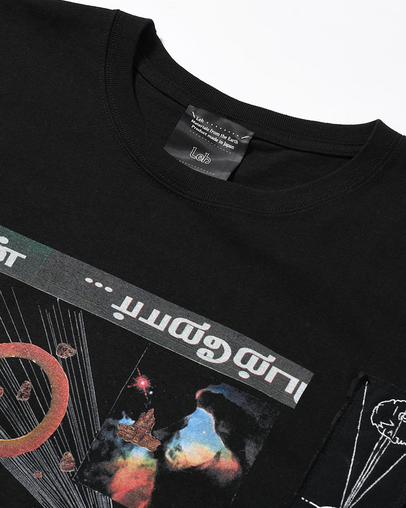 BIG SIZE SLIT T-SH (EMBROIDERY) -BLACK-