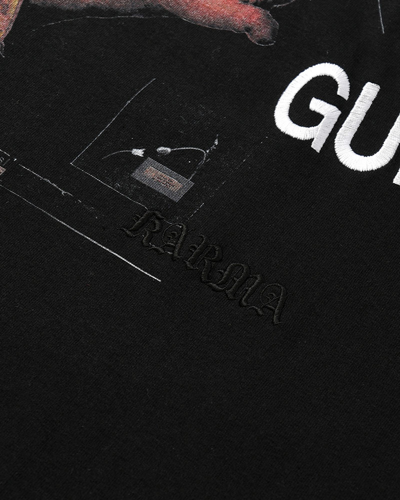 BIG SIZE SLIT T-SH (EMBROIDERY) -BLACK-