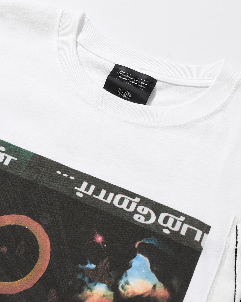 BIG SIZE SLIT T-SH (EMBROIDERY) -WHITE-