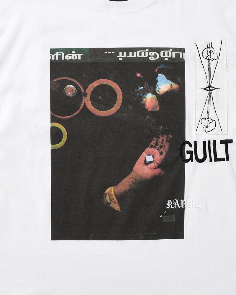 BIG SIZE SLIT T-SH (EMBROIDERY) -WHITE-