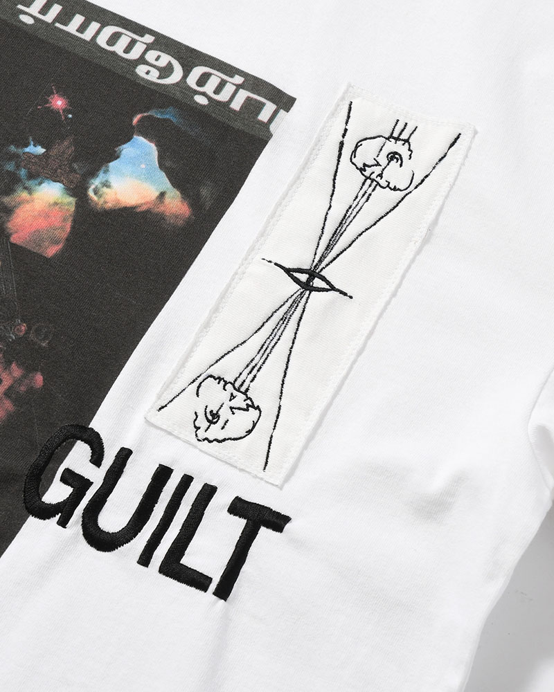 BIG SIZE SLIT T-SH (EMBROIDERY) -WHITE-