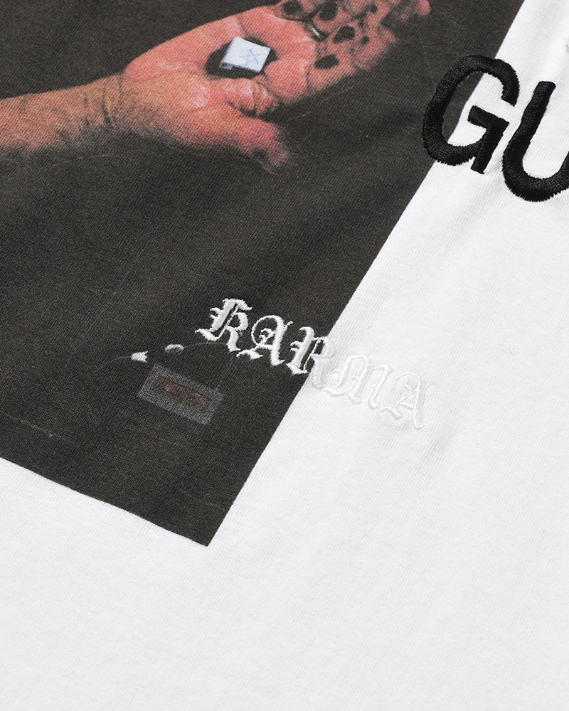 BIG SIZE SLIT T-SH (EMBROIDERY) -WHITE-