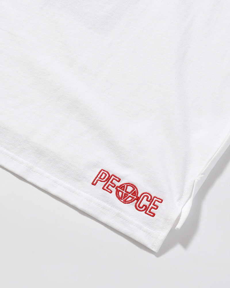 BIG SIZE SLIT T-SH (EMBROIDERY) -WHITE-