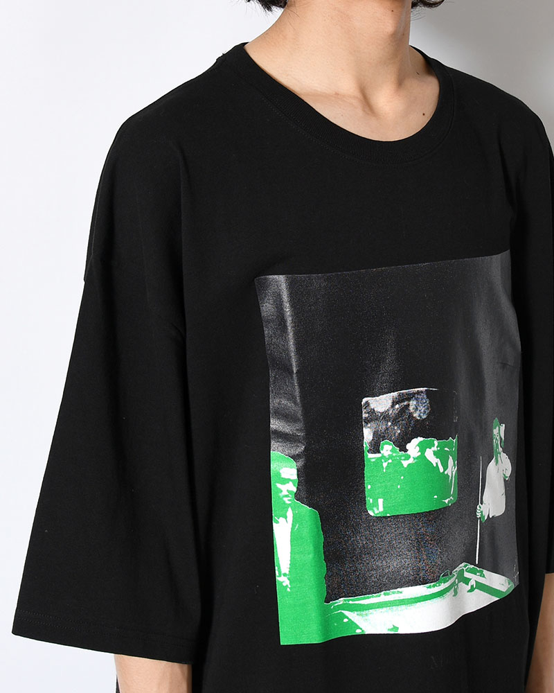 BIG SIZE SLIT T-SH (BILLIARDS) -BLACK-