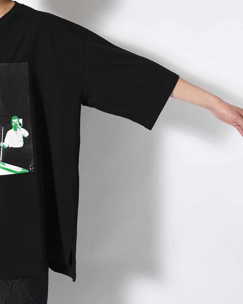 BIG SIZE SLIT T-SH (BILLIARDS) -BLACK-