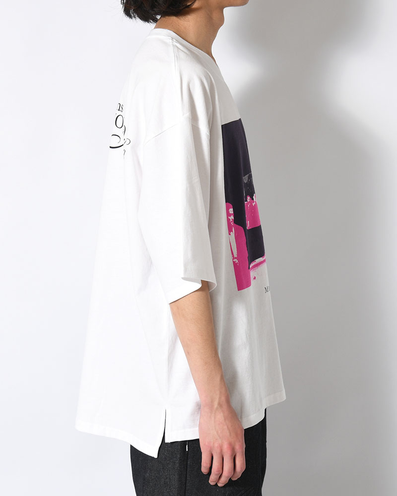 BIG SIZE SLIT T-SH (BILLIARDS) -WHITE-