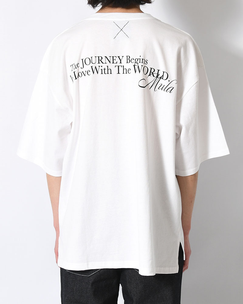 BIG SIZE SLIT T-SH (BILLIARDS) -WHITE-