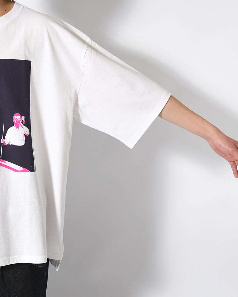 BIG SIZE SLIT T-SH (BILLIARDS) -WHITE-