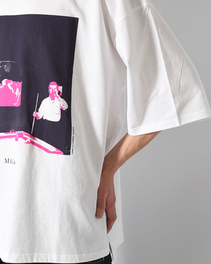 BIG SIZE SLIT T-SH (BILLIARDS) -WHITE-