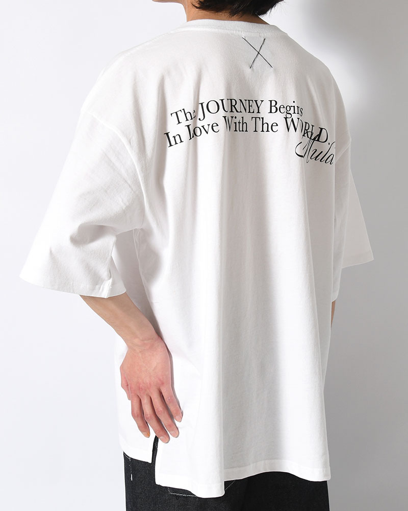 BIG SIZE SLIT T-SH (BILLIARDS) -WHITE-