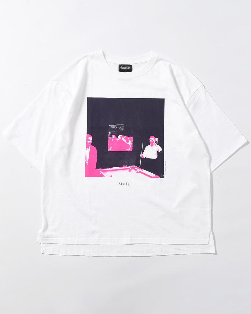 BIG SIZE SLIT T-SH (BILLIARDS) -WHITE-