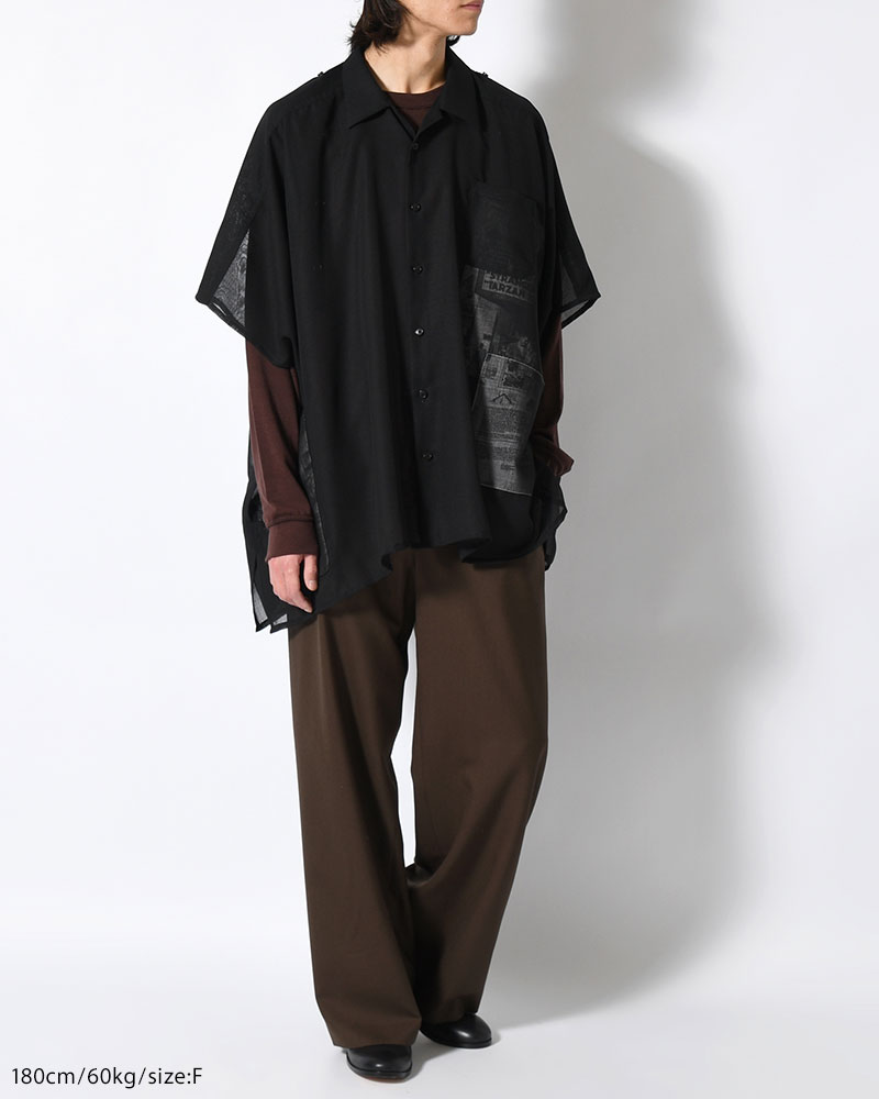 WIDE PONCHO SHIRTS -BLACK(SILK)-