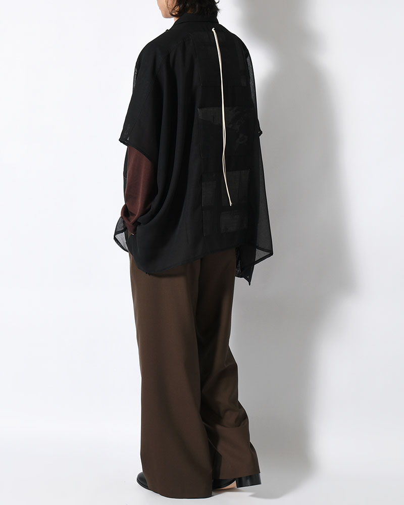 WIDE PONCHO SHIRTS -BLACK(SILK)-