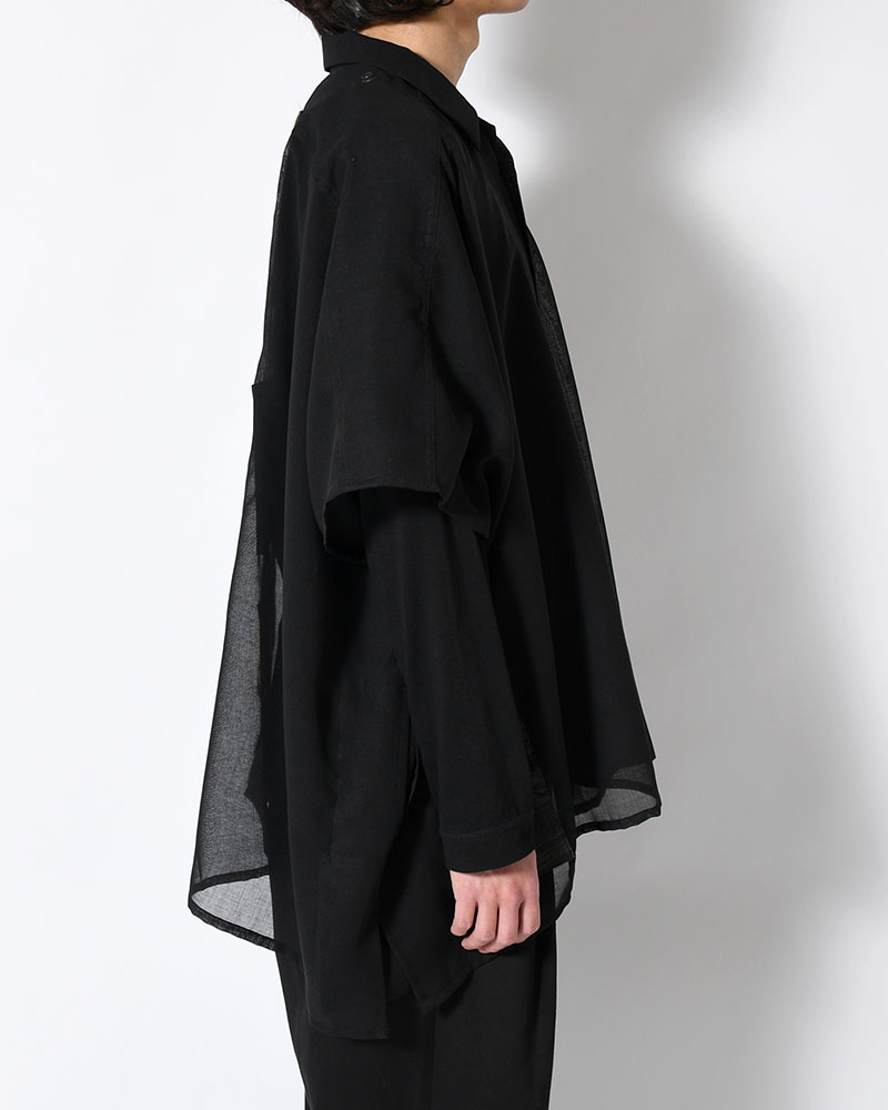 WIDE PONCHO SHIRTS -BLACK(SILK)-