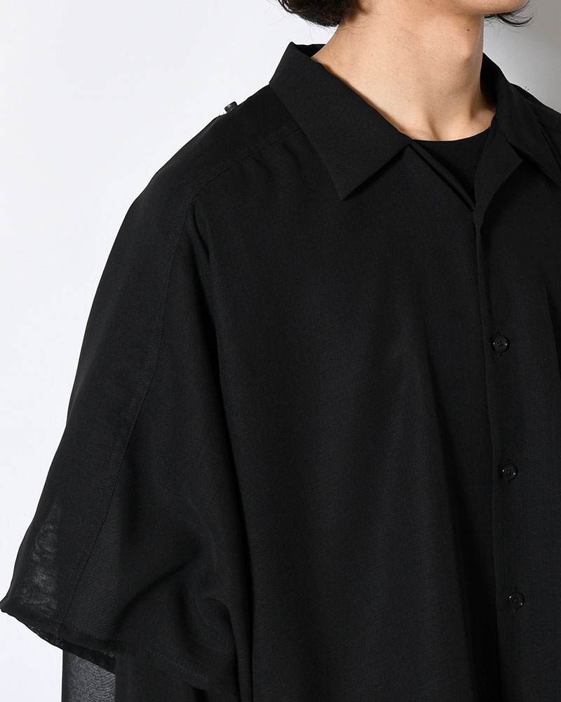 WIDE PONCHO SHIRTS -BLACK(SILK)-